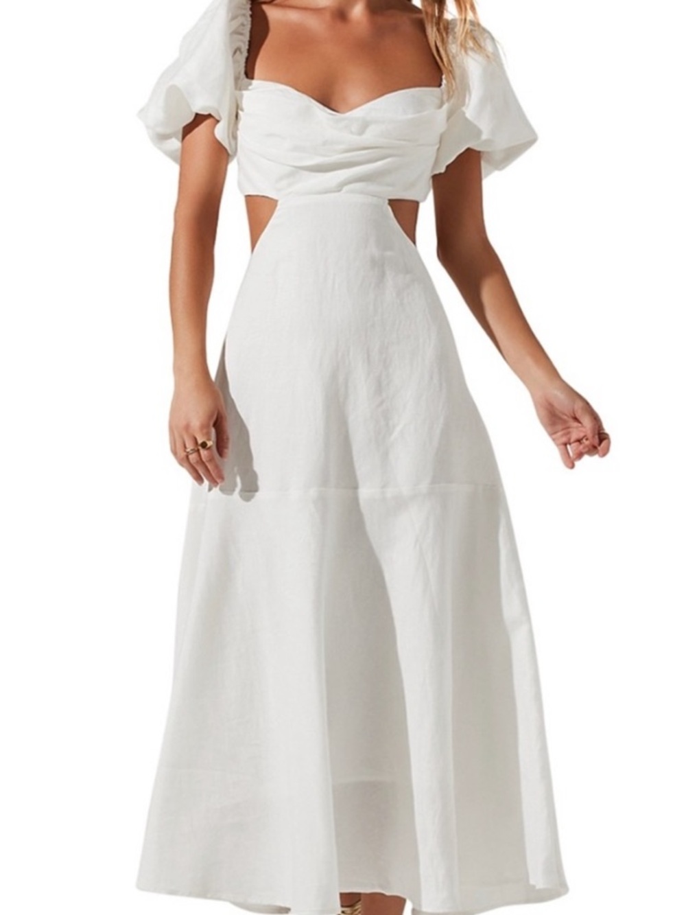 ASTR LABEL CUT OUT LINEN WHITE DRESS